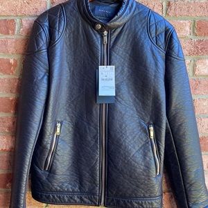 NWT Zara Man Lined Leather Jacket